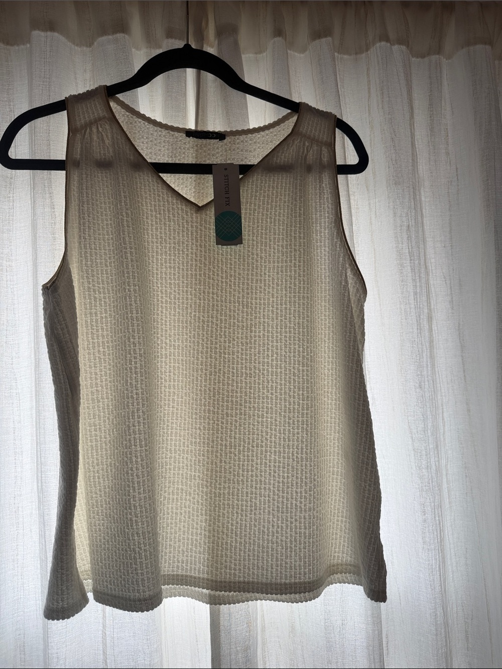 Papermoon Cream Waffle-Knit Sleeveless Tank